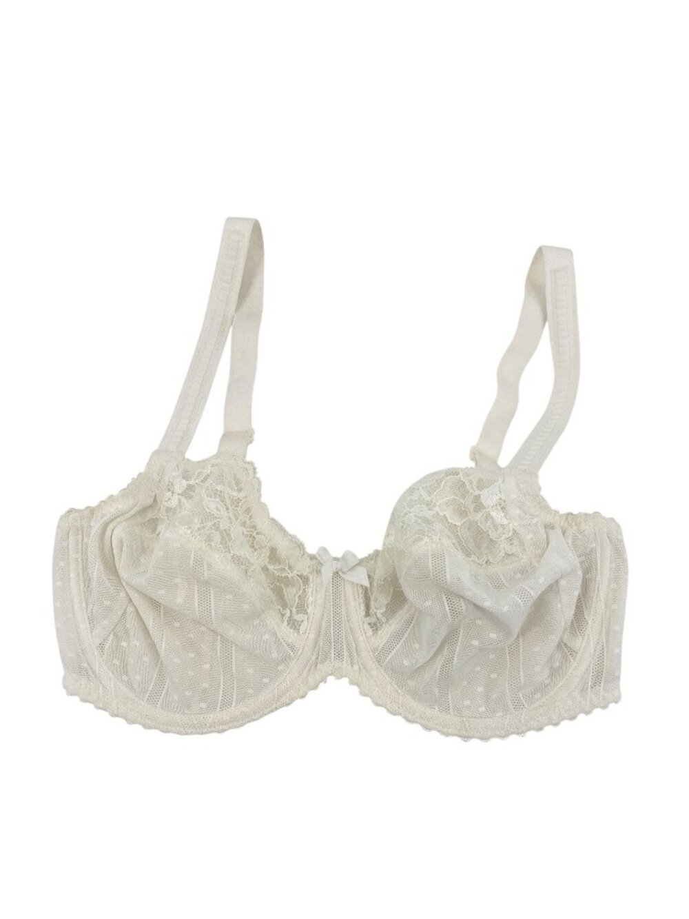 Prima Donna Size 34D White Sheer Bra Lace Embroidered Lightly Lined
